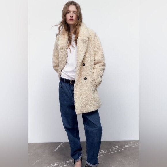 NWT ZARA FAUX FUR COAT SZ M - Picture 1 of 9